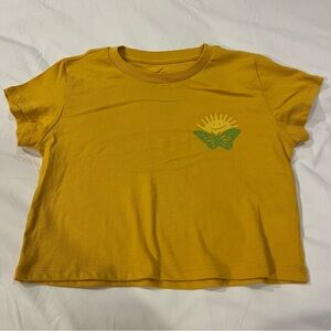 PURA VIDA cropped mustard sunshine and daydream tee